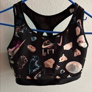 Black Nike Sports Bra with Rock Print
